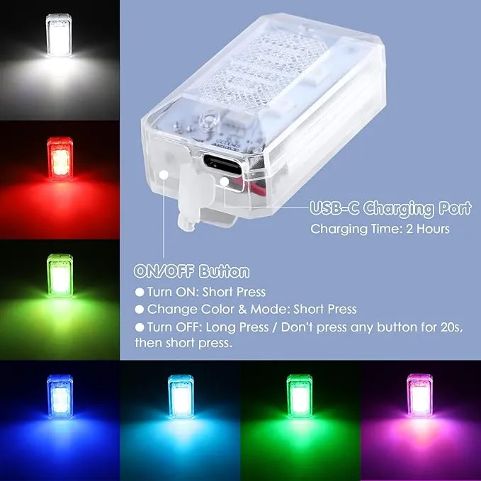1797 Clip On Running Lights for Runners LED Hands Free Flashlight Night Safety Lamp for Dog Walking Jogging Hiking Running Gear Accessories USB Rechargeable RGB Pack of 4