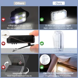 1797 Clip On Running Lights for Runners LED Hands Free Flashlight Night Safety Lamp for Dog Walking Jogging Hiking Running Gear Accessories USB Rechargeable RGB Pack of 4
