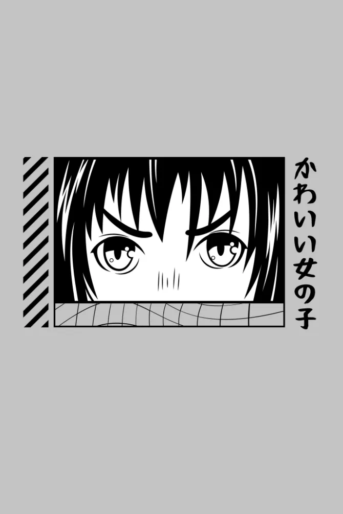 Anime Face Grey Melange Printed Hoodie for women