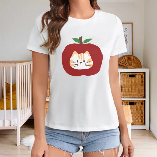 Apple Cat Cute Creative Graphic T-Shirts, Hoodies, Sweatshirts