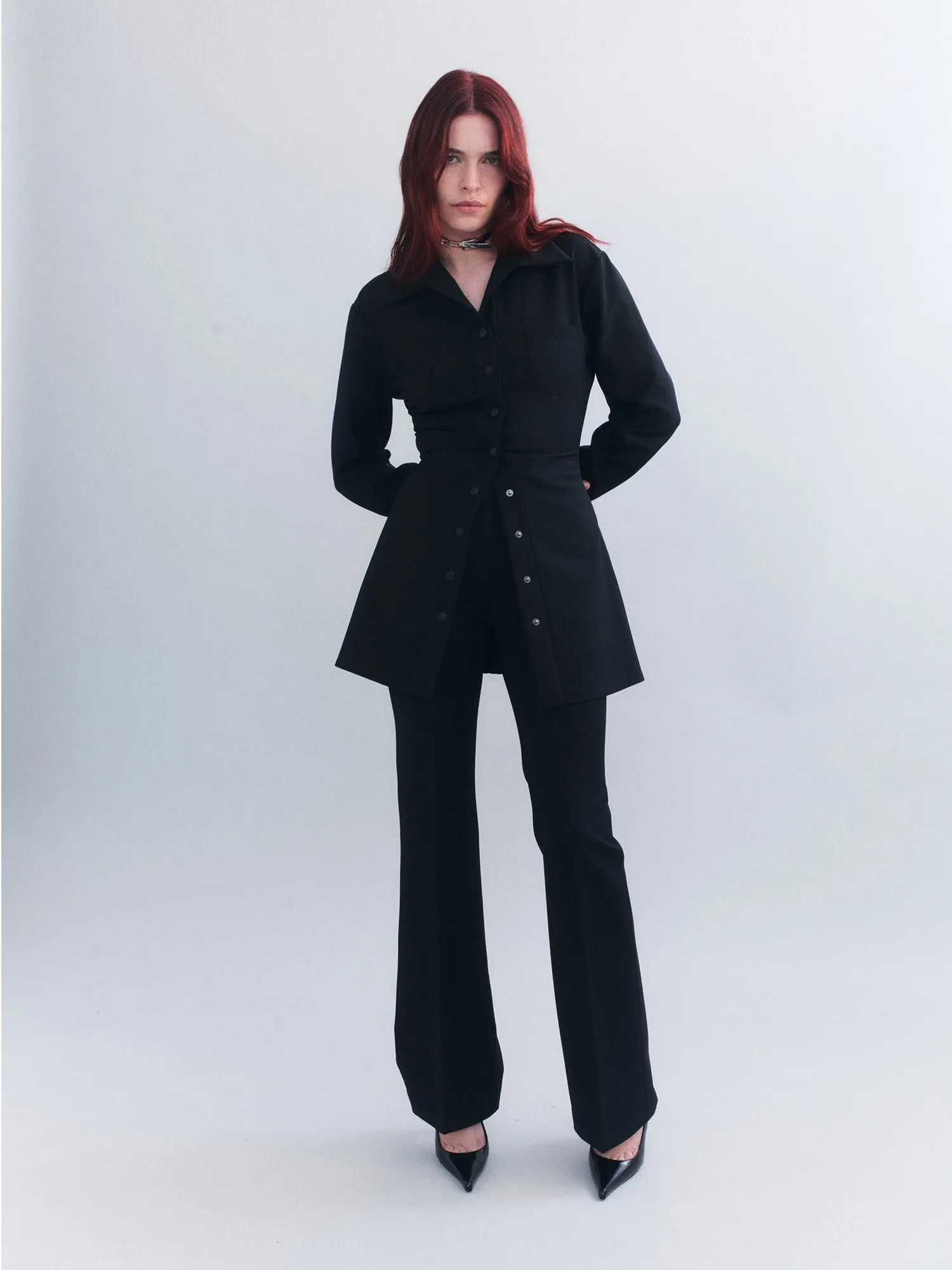 Beatrix Stretch Wool Longline Shirt