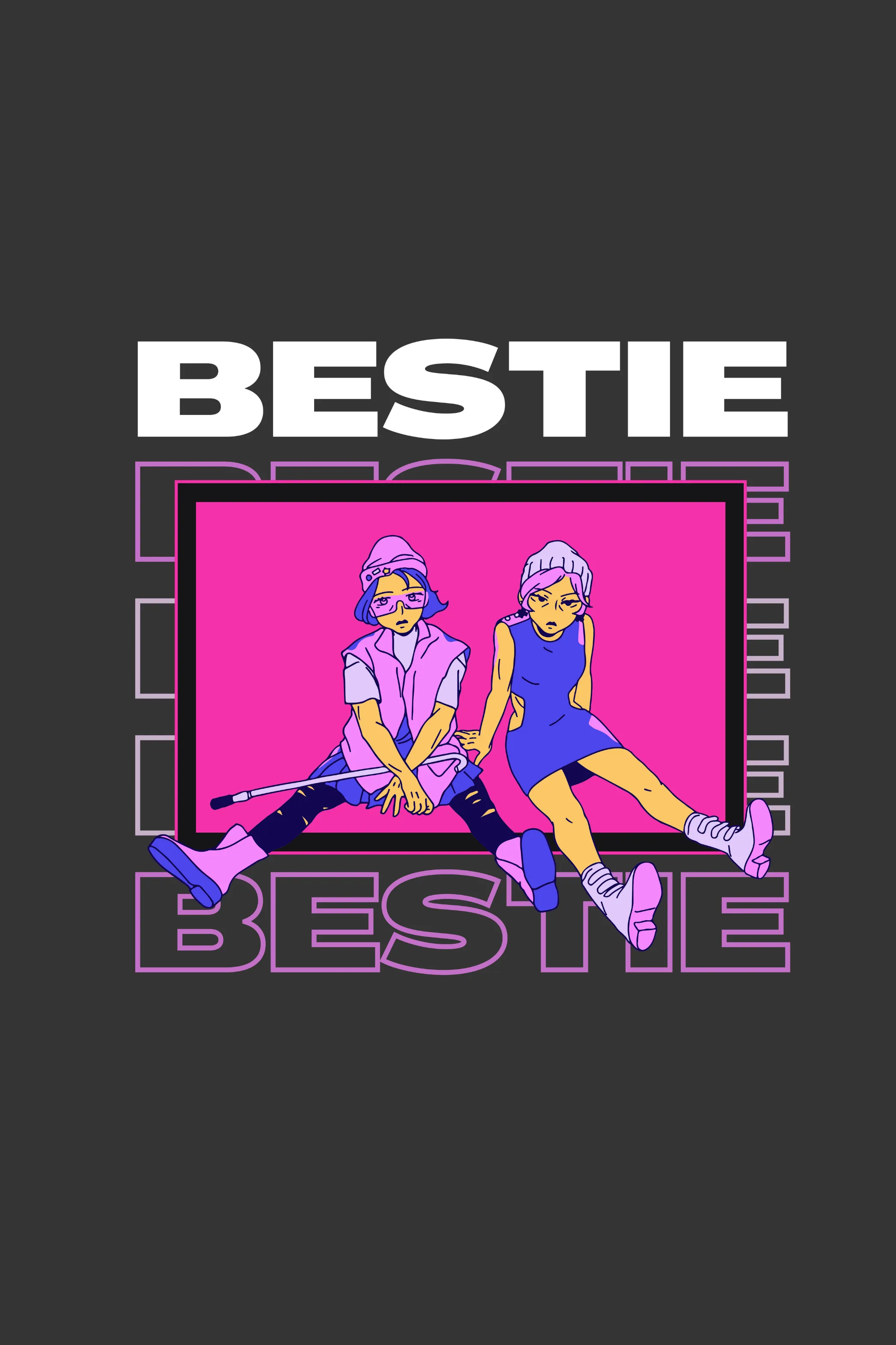 Bestie Bliss Printed Oversized T-shirt for women