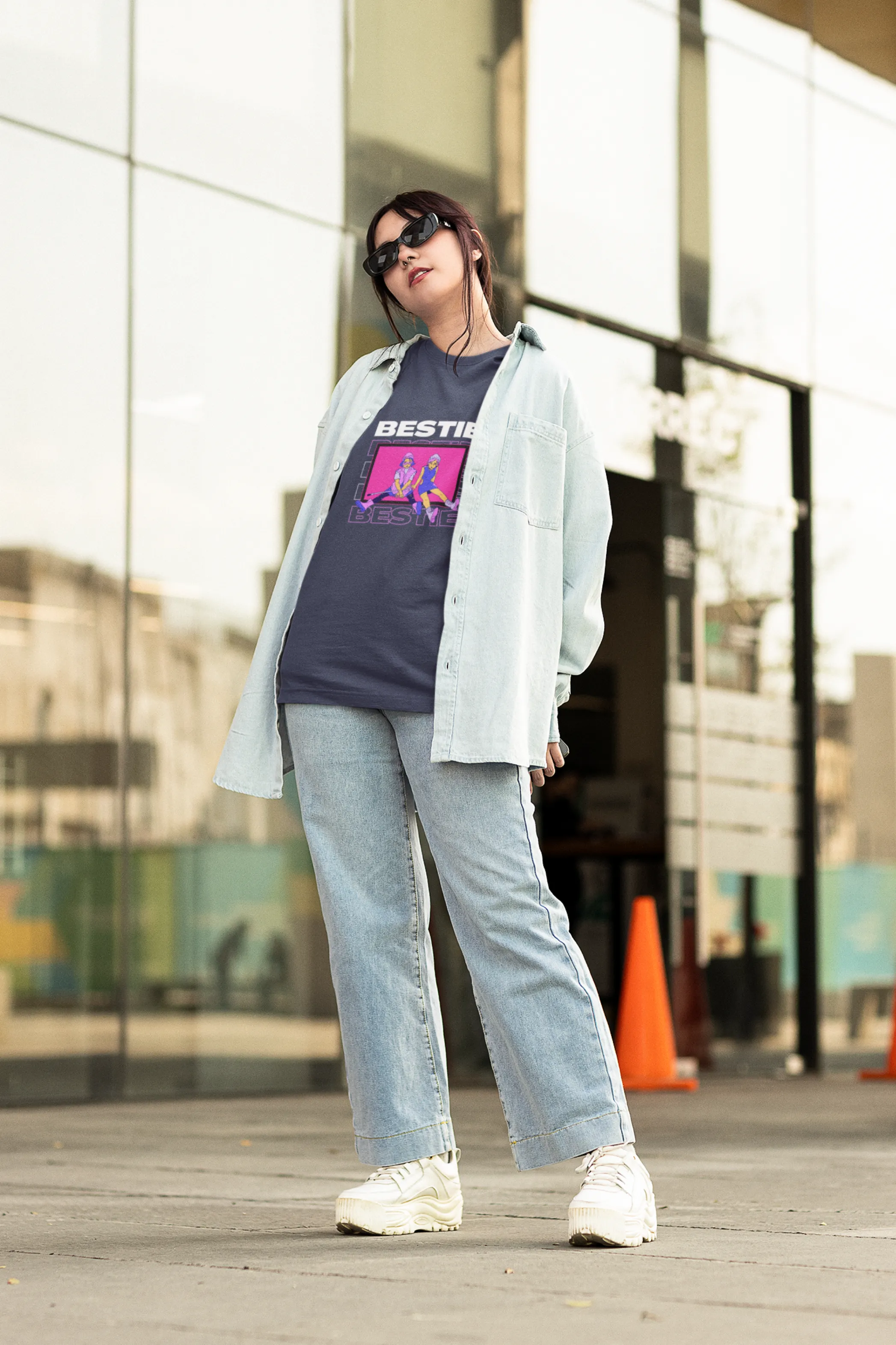 Bestie Bliss Printed Oversized T-shirt for women
