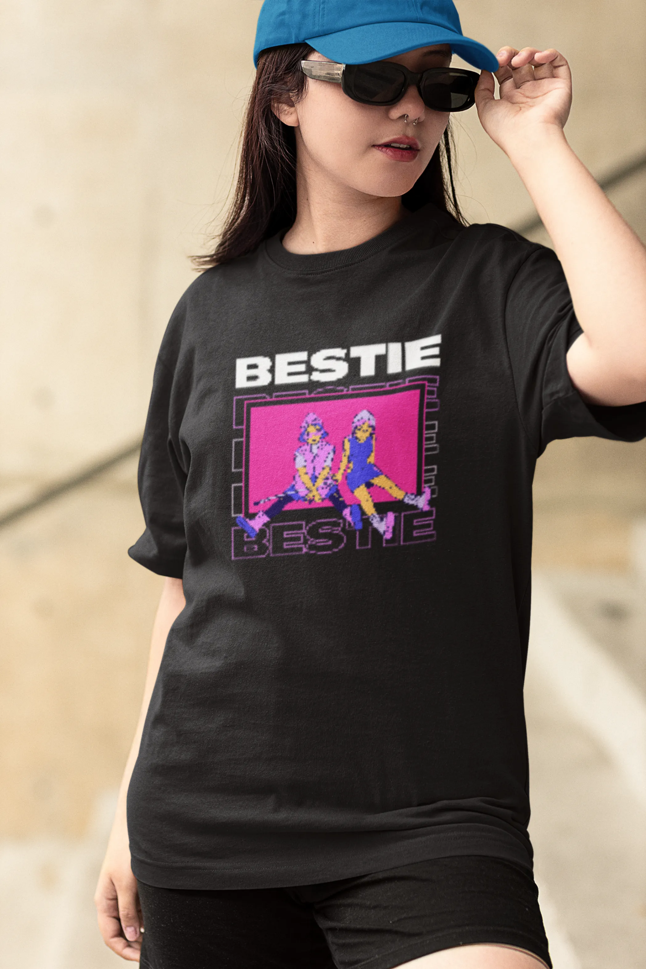 Bestie Bliss Printed Oversized T-shirt for women