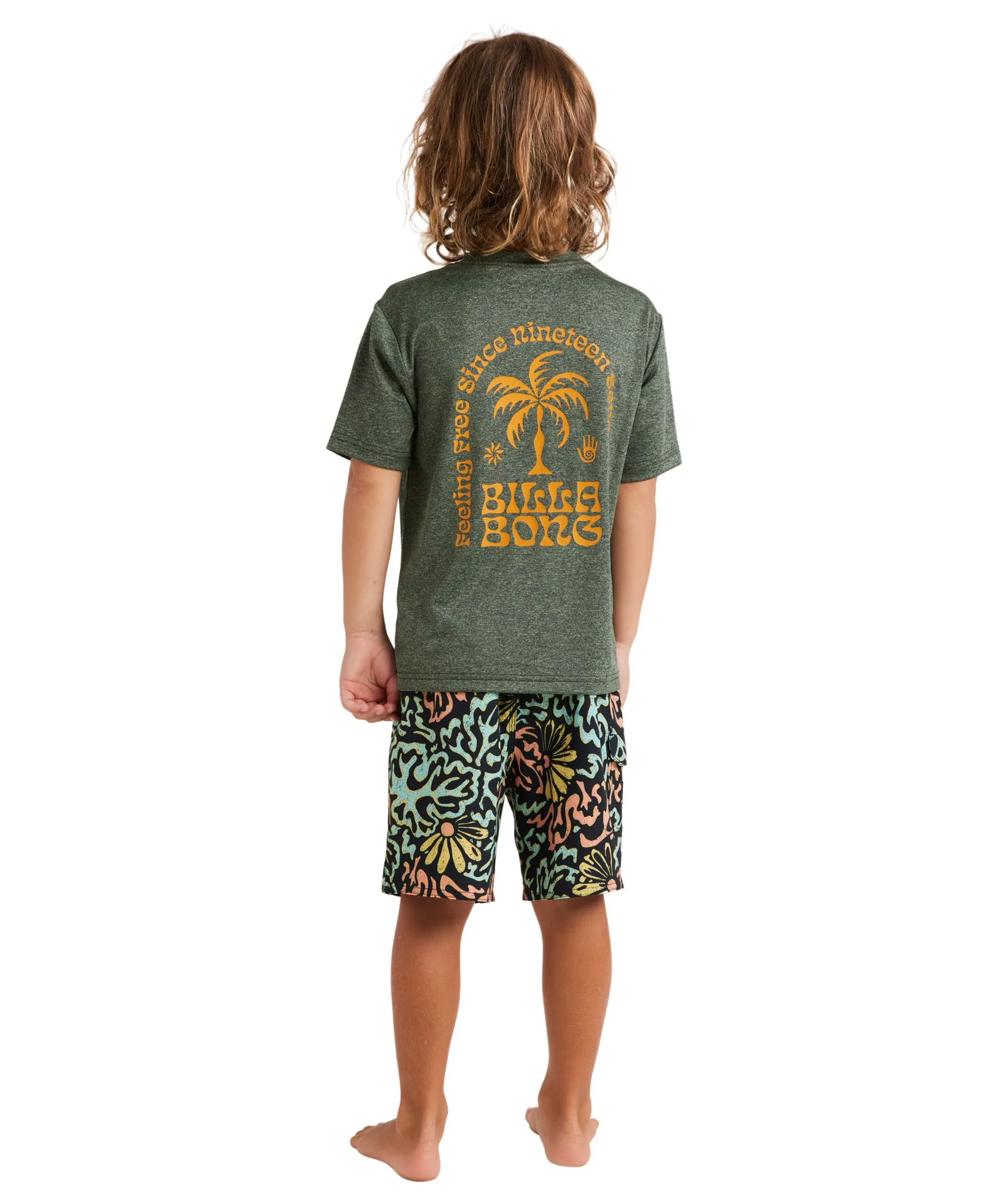Billabong Groms Big Wave Shazza Lf Ss Rash Vest - Military Heather