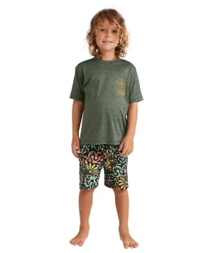 Billabong Groms Big Wave Shazza Lf Ss Rash Vest - Military Heather