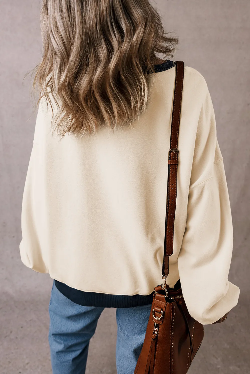 Block Patch Drop Shoulder Oversized Sweatshirt