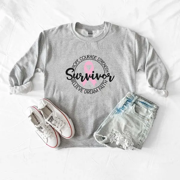 Breast Cancer Survivor Circle Words Sweatshirt