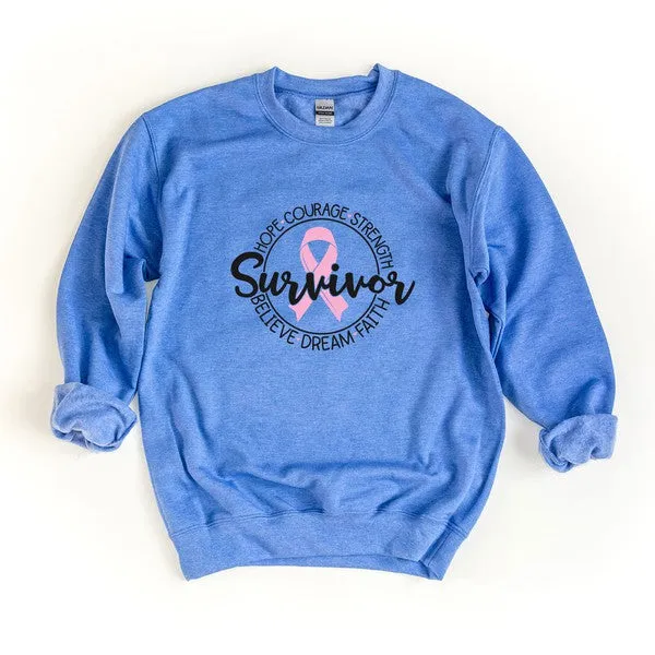 Breast Cancer Survivor Circle Words Sweatshirt
