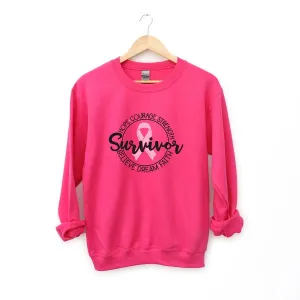 Breast Cancer Survivor Circle Words Sweatshirt