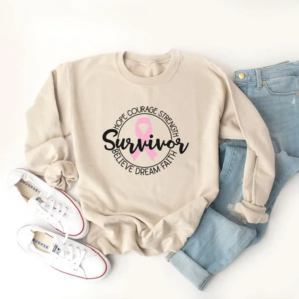 Breast Cancer Survivor Circle Words Sweatshirt