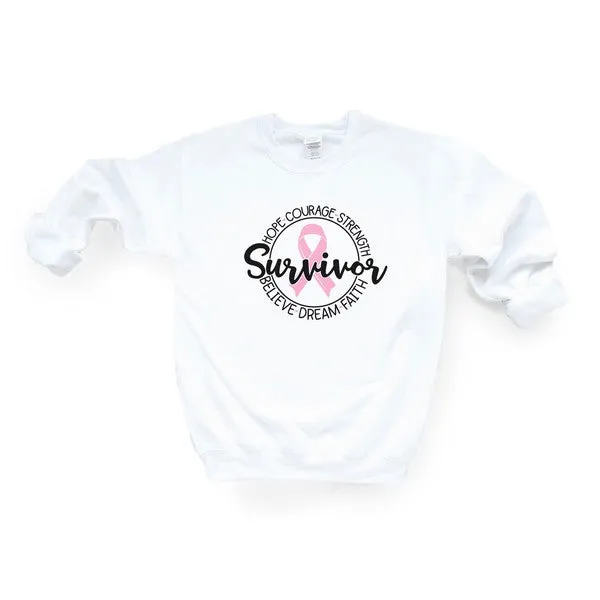 Breast Cancer Survivor Circle Words Sweatshirt