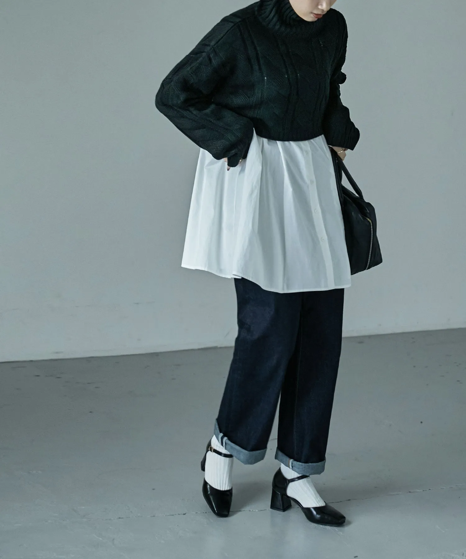 Cable turtle short knit