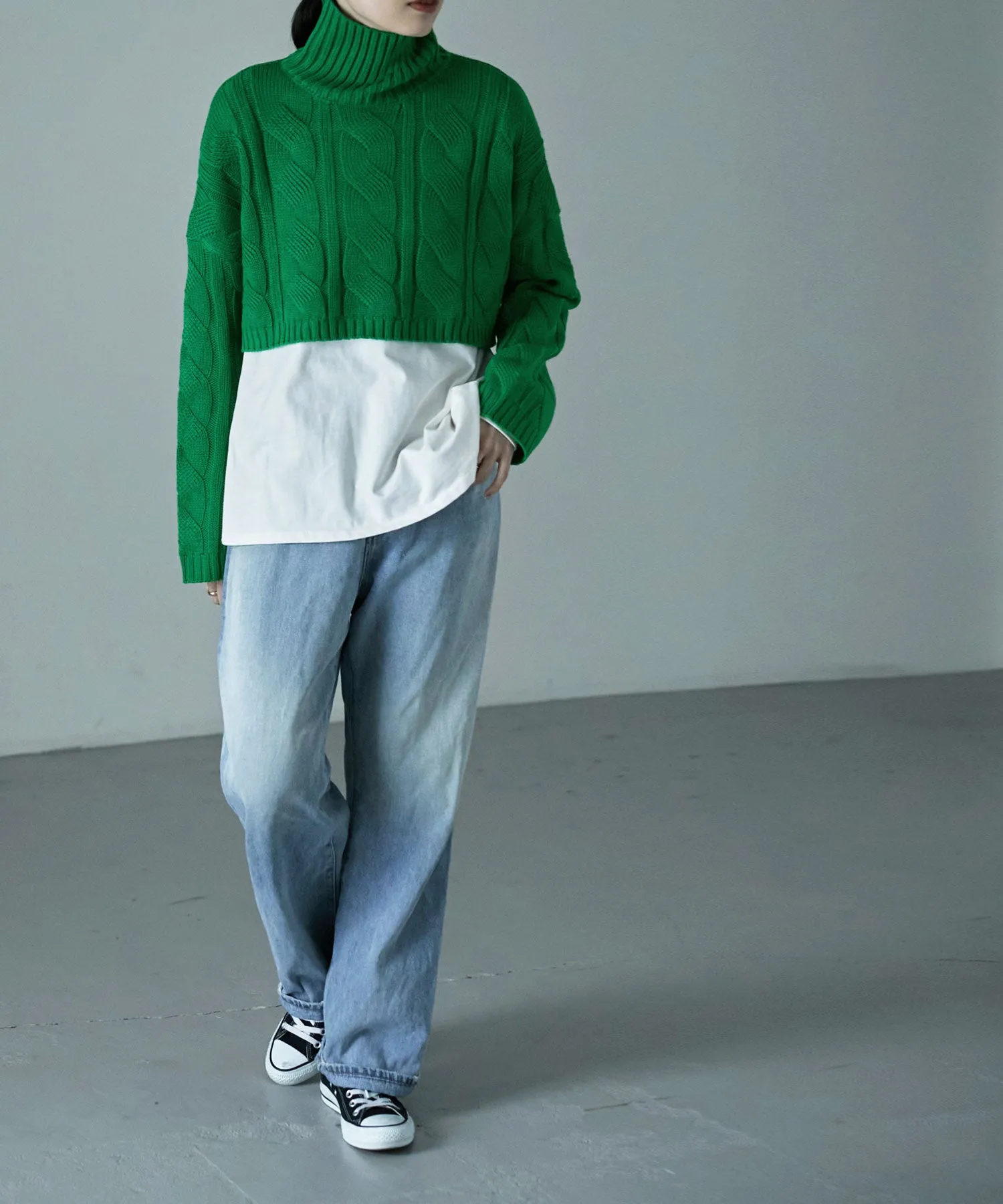Cable turtle short knit