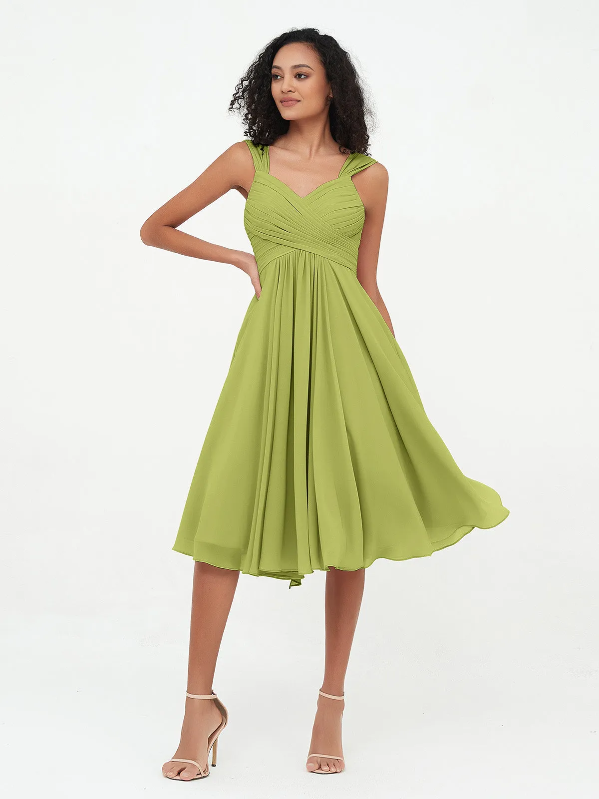 Chiffon Empire Short Dresses with Pockets-Clover