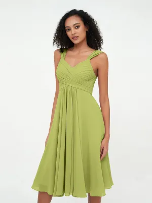 Chiffon Empire Short Dresses with Pockets-Clover