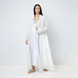 Choice Embroidered Print Kimono Outerwear Offwhite