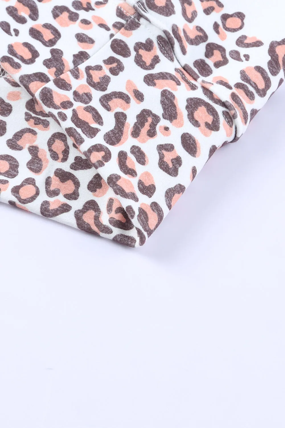 Christmas Bow Pattern Leopard Bleached Pullover Sweatshirt