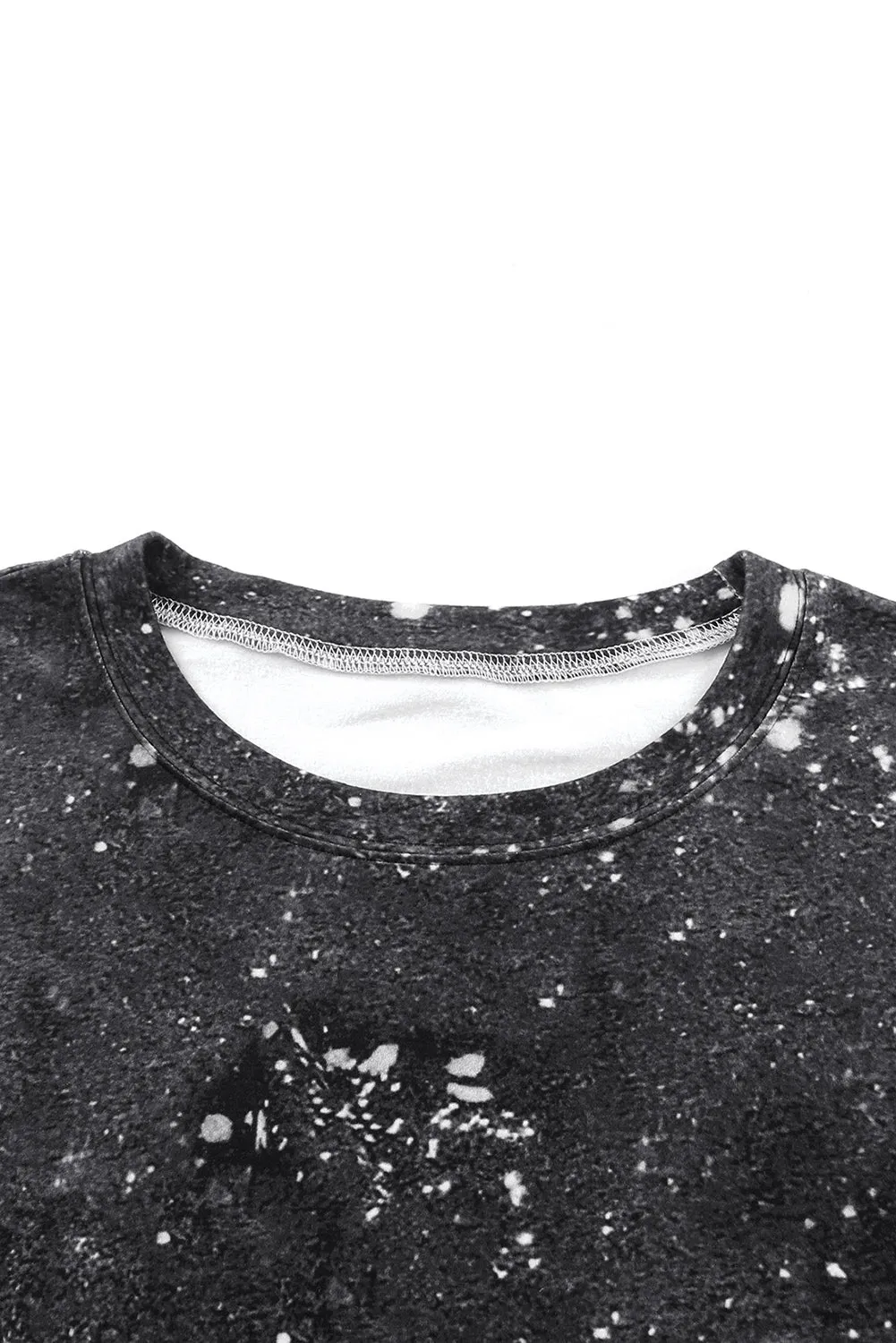 Christmas Bow Pattern Leopard Bleached Pullover Sweatshirt