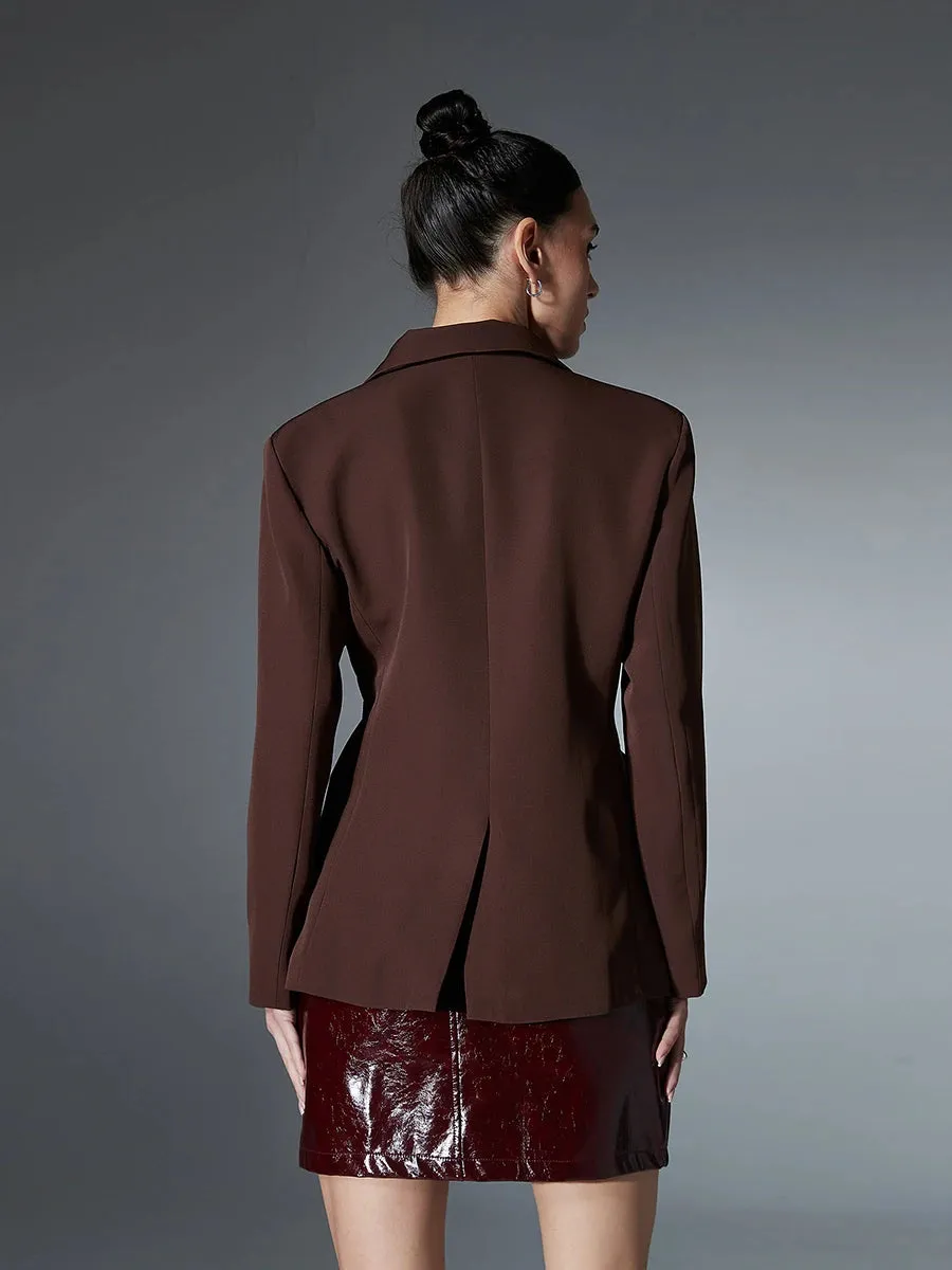 Colorblock Spliced Pockets Chic Coats For Women Lapel Long Sleeve Patchwork Button Fashion Jackets Female Fashion