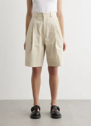 Cotton Pleat Bermuda Shorts