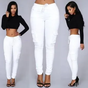 Drawstring Casual Harem Slim 9/10 Feet Pants