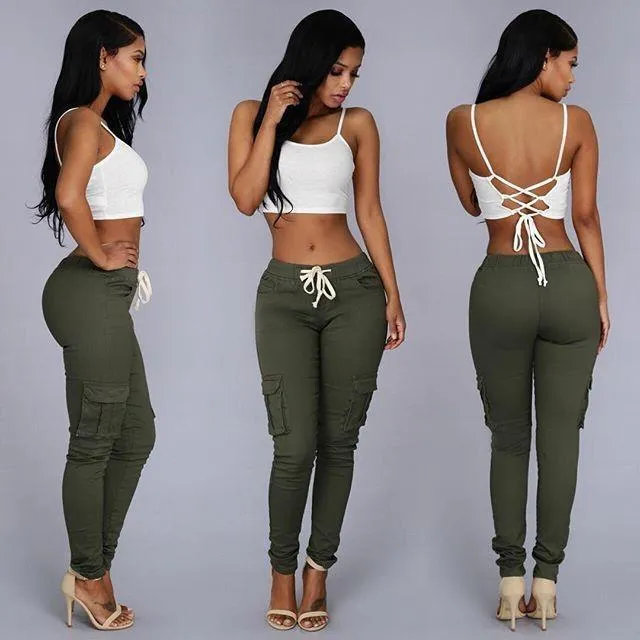 Drawstring Casual Harem Slim 9/10 Feet Pants