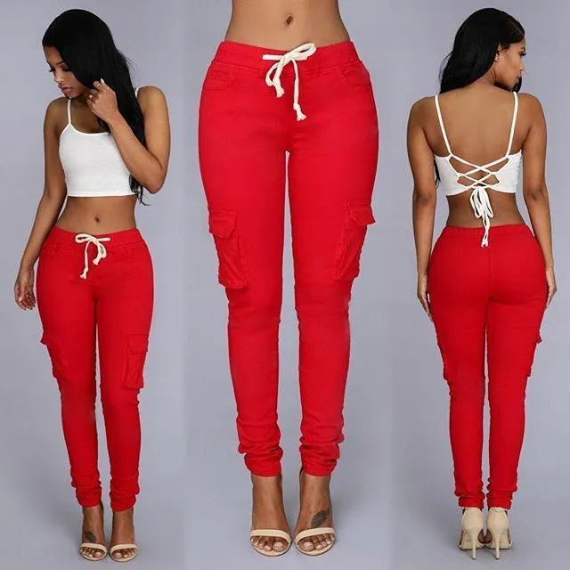 Drawstring Casual Harem Slim 9/10 Feet Pants