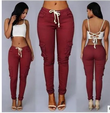 Drawstring Casual Harem Slim 9/10 Feet Pants