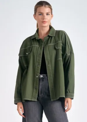 Elan Tanner Button Up Jacket- Olive ***FINAL SALE***