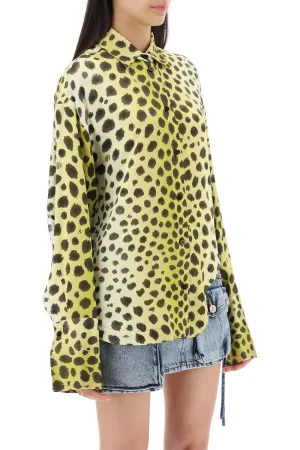 eliza cheetah print satin shirt