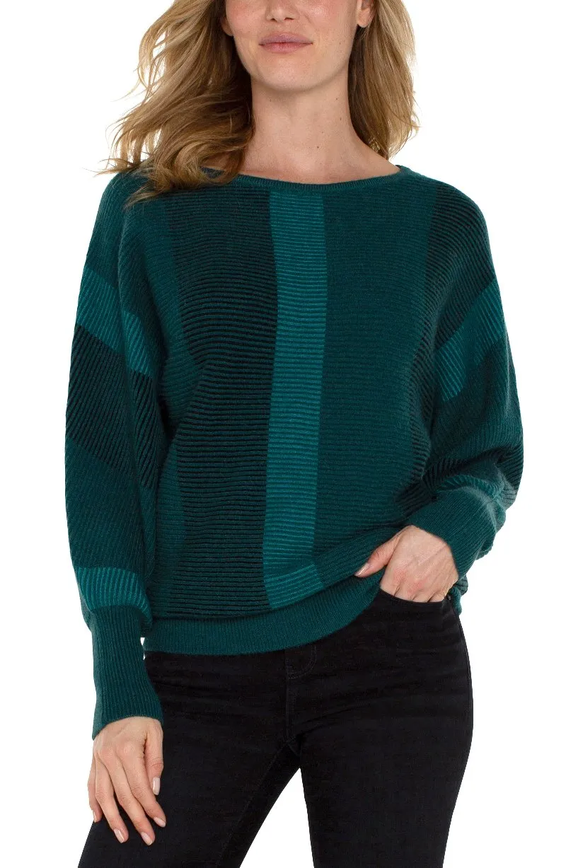 *FINAL SALE* Liverpool Boat Neck Dolman Colorblock Sweater