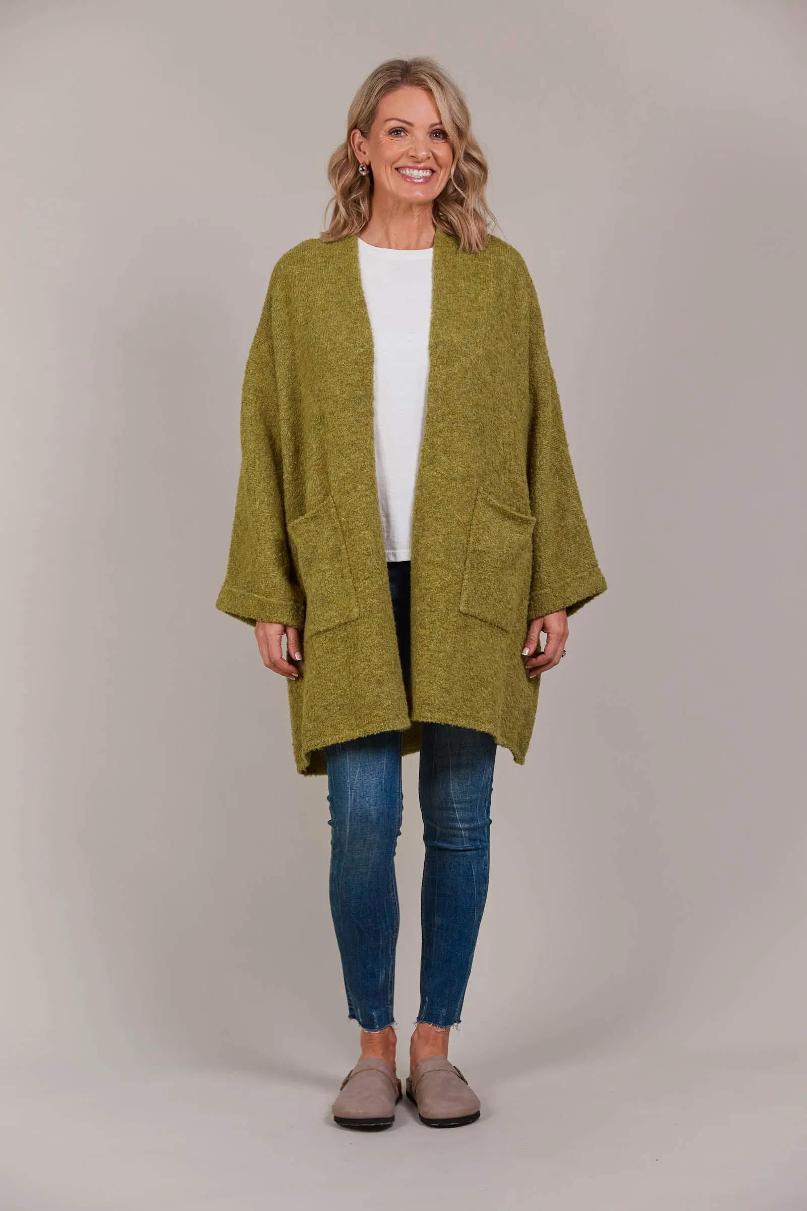 Folie Relaxed Cardigan - Chartreuse