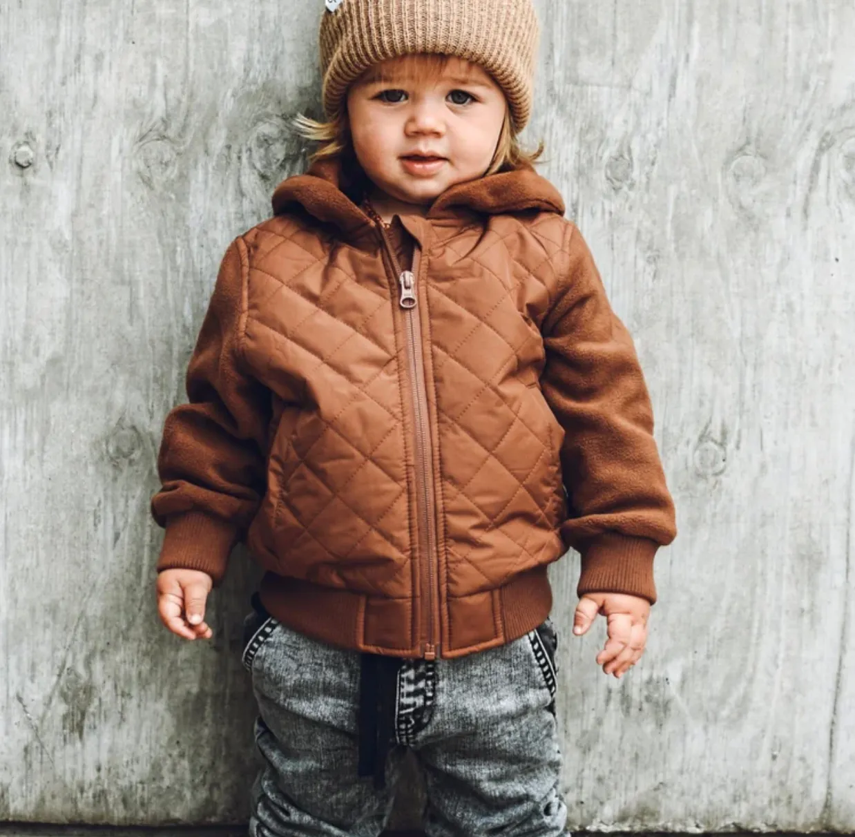 George Hats - Quilted Fleece Bomber Jacket in Copper