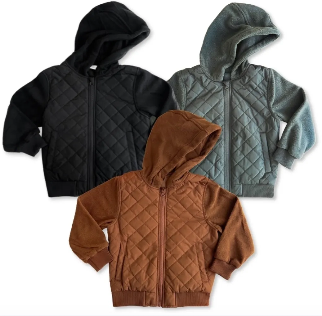 George Hats - Quilted Fleece Bomber Jacket in Smokey Sage