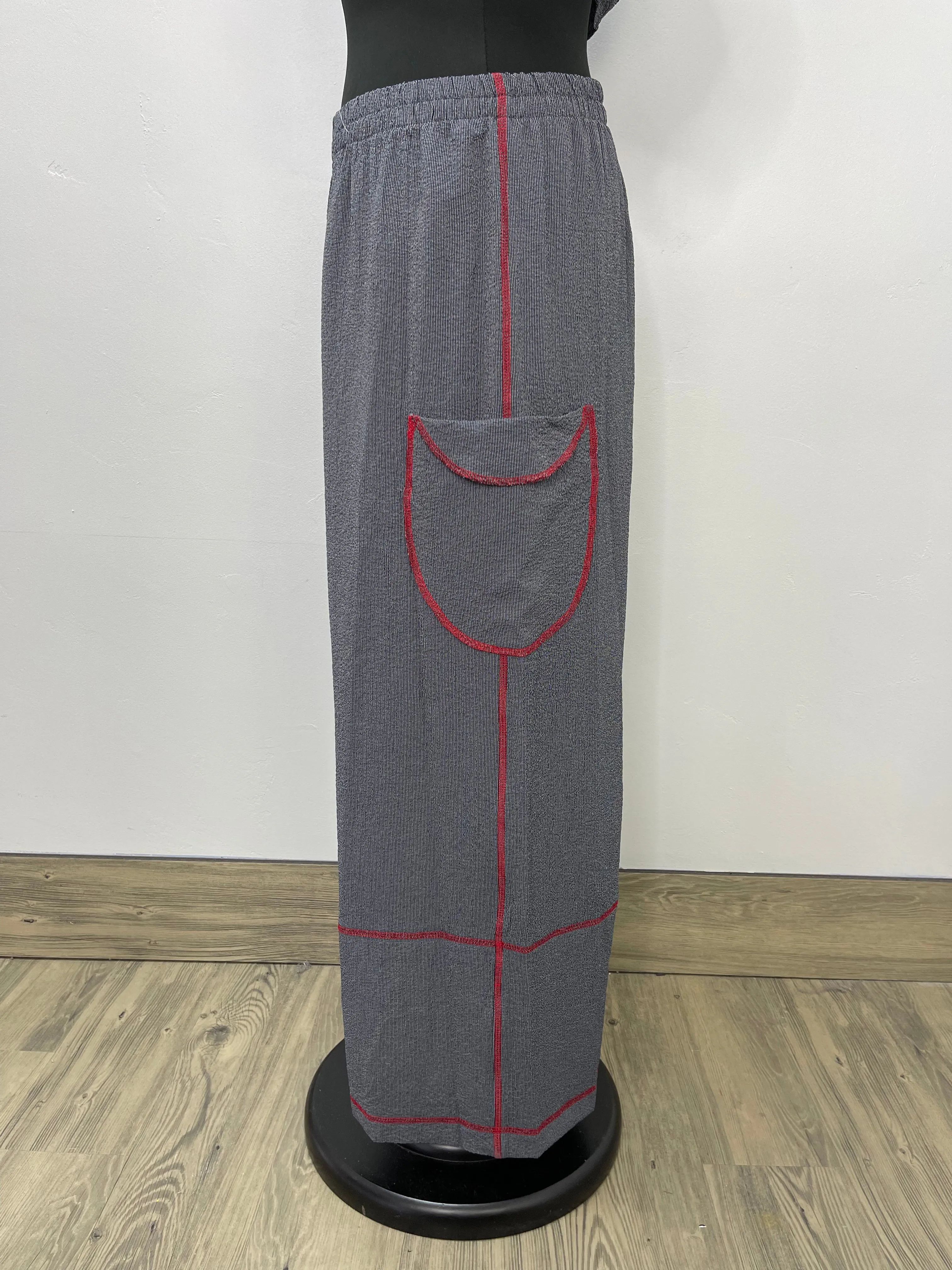 Gray Pants with Black & Red Trim