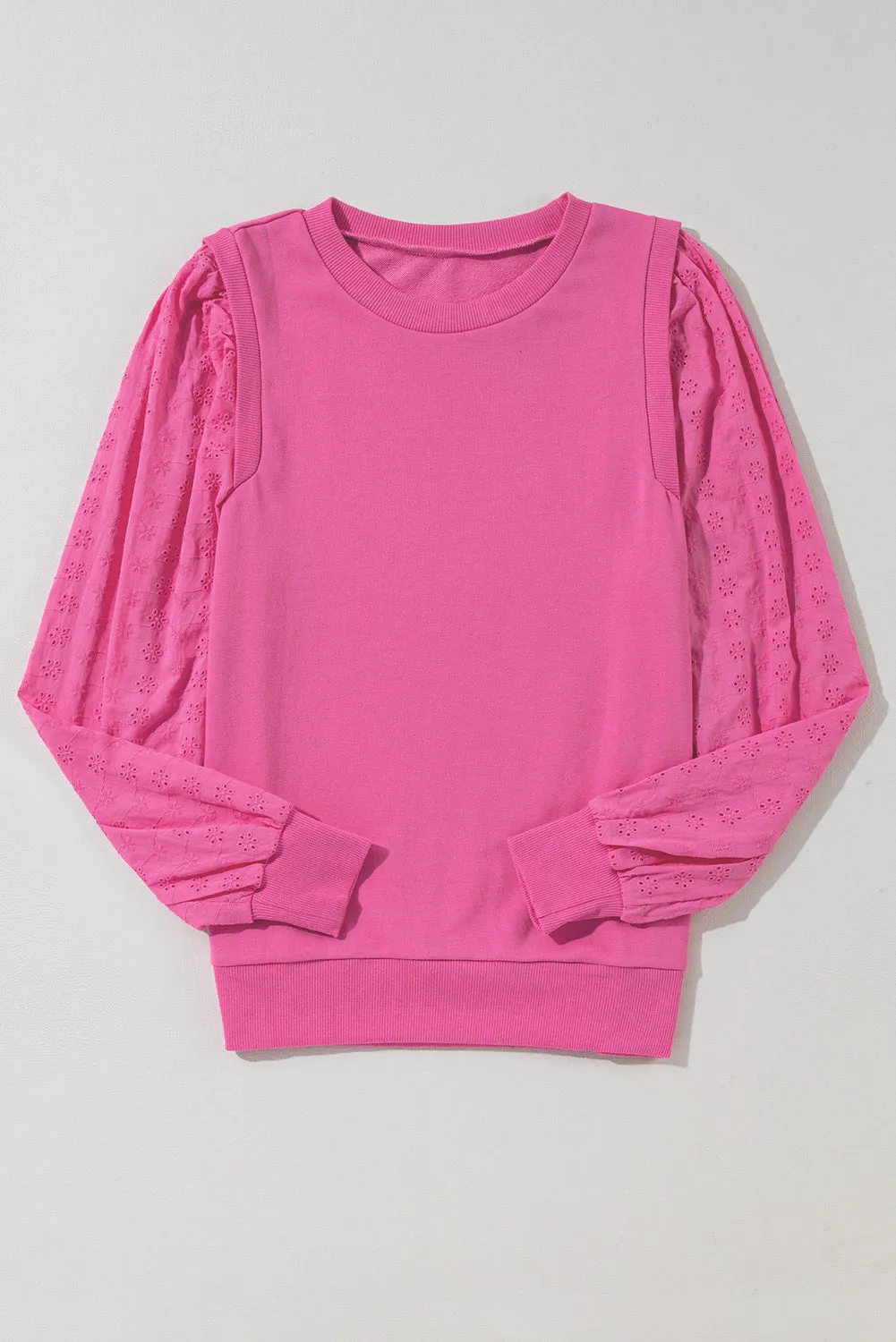 Grayish Green Textured Patchwork Round Neck Sweatshirt