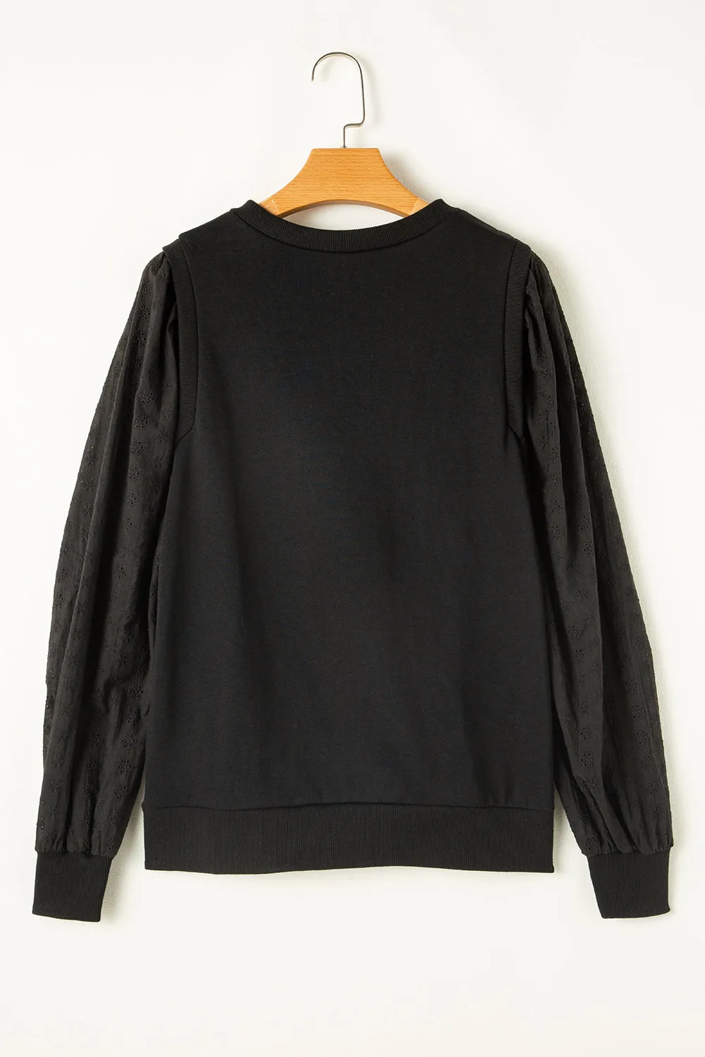 Grayish Green Textured Patchwork Round Neck Sweatshirt