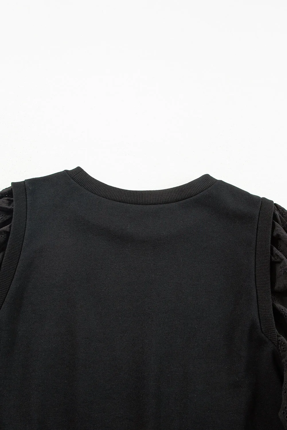 Grayish Green Textured Patchwork Round Neck Sweatshirt