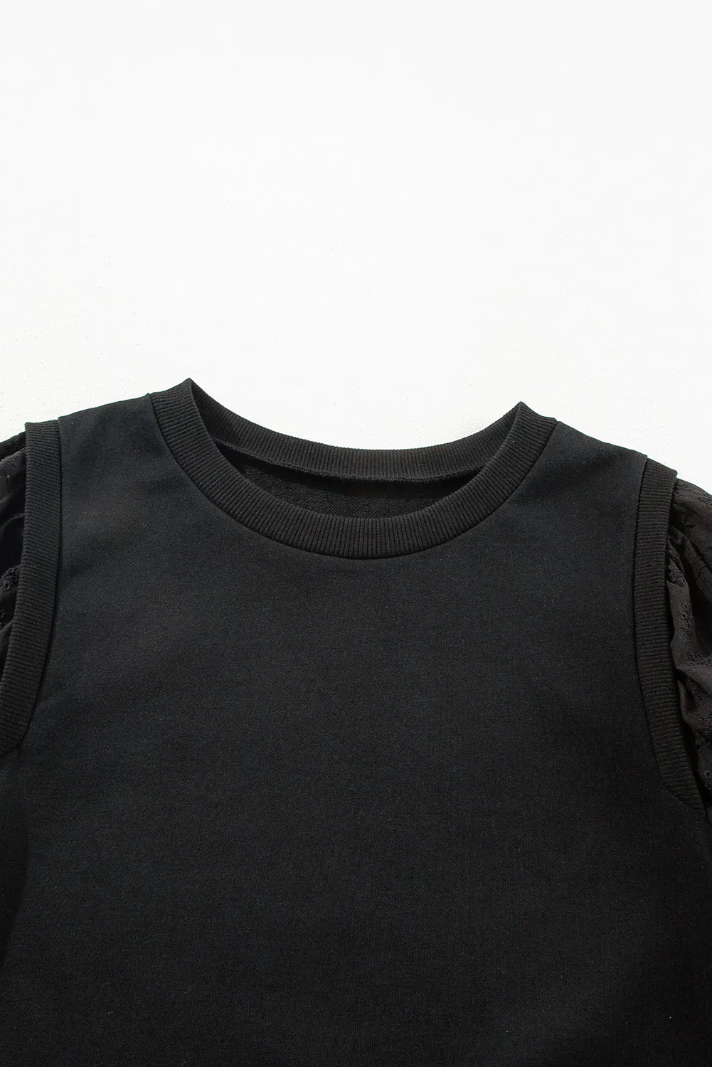 Grayish Green Textured Patchwork Round Neck Sweatshirt