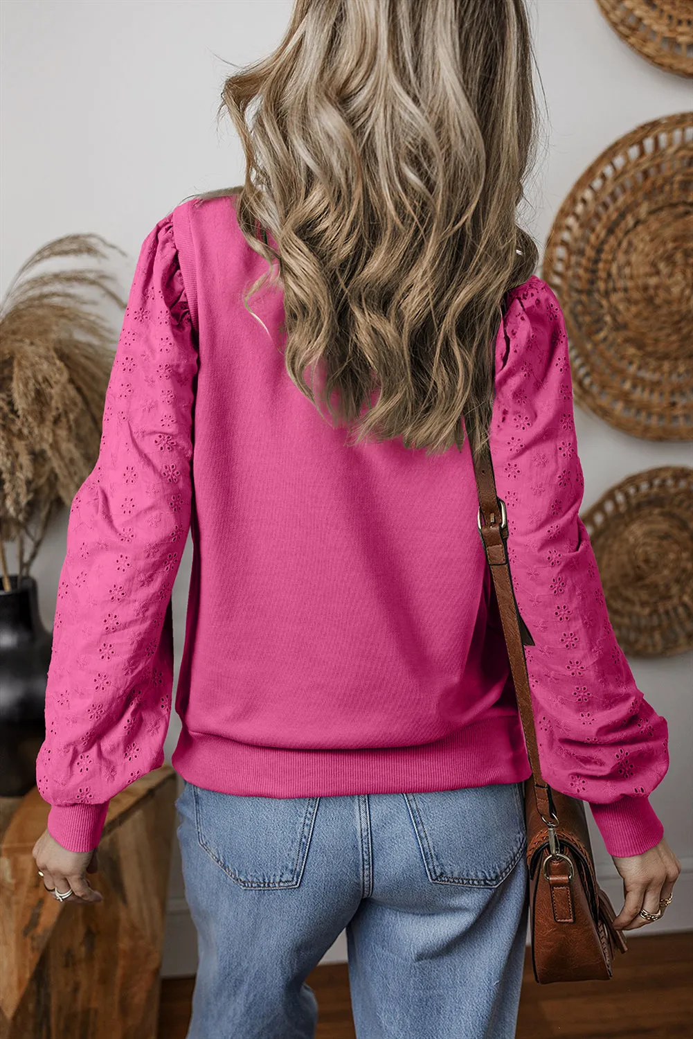 Grayish Green Textured Patchwork Round Neck Sweatshirt