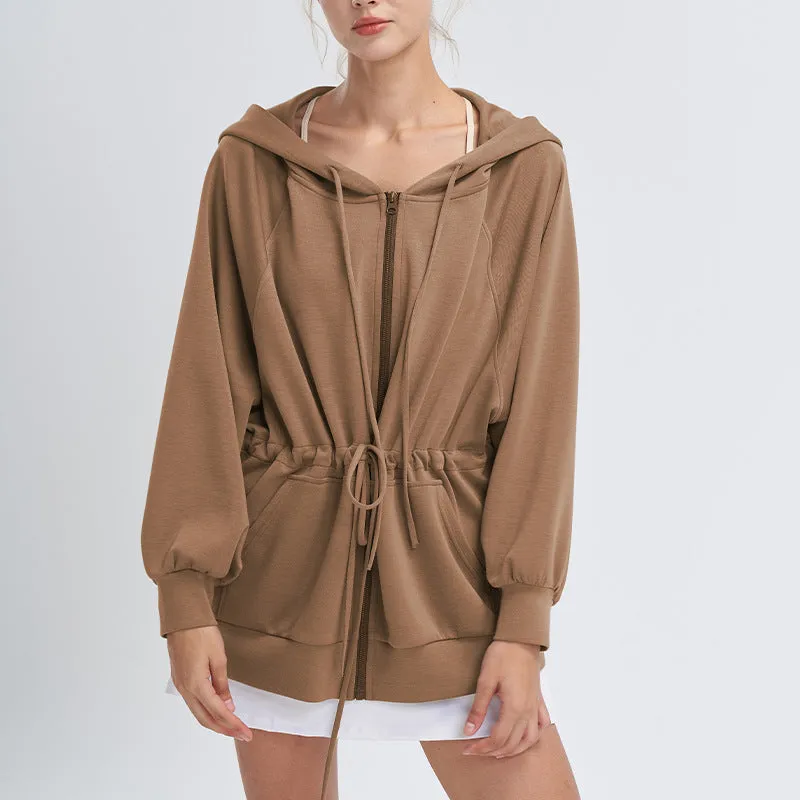 Hoodie Coat Women Yoga Clothes Blouse Long Sleeve Casual Laid Back Zipper Top