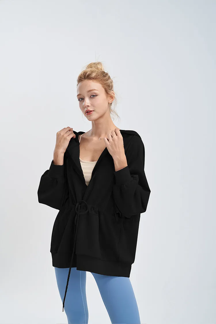 Hoodie Coat Women Yoga Clothes Blouse Long Sleeve Casual Laid Back Zipper Top