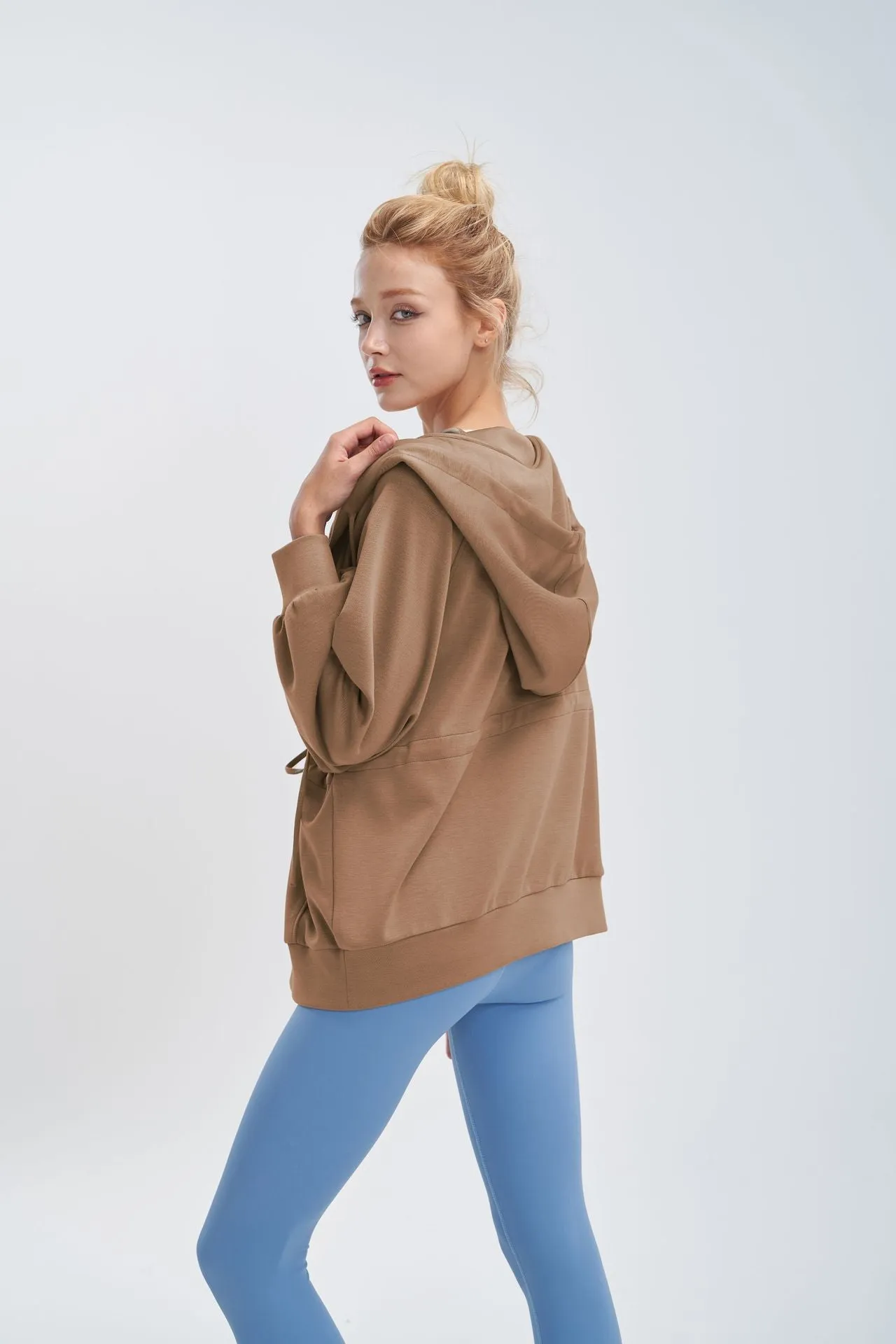 Hoodie Coat Women Yoga Clothes Blouse Long Sleeve Casual Laid Back Zipper Top