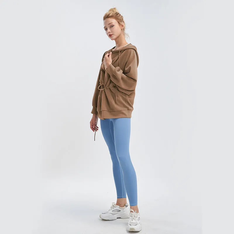 Hoodie Coat Women Yoga Clothes Blouse Long Sleeve Casual Laid Back Zipper Top