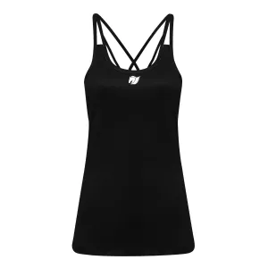 Laser Cut Spaghetti Strap Vest - Black
