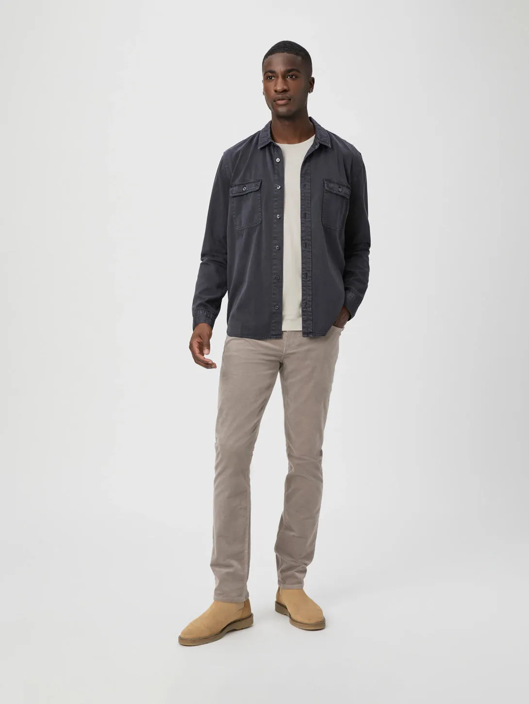 Lennox Corduroy Pant - Silver Pearl