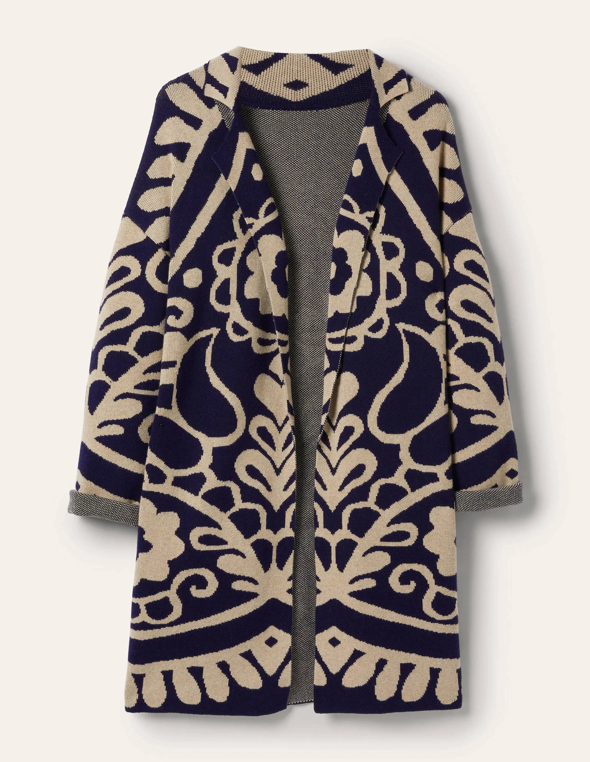 Longline Knitted Coatigan-Navy, Chinchilla Melange