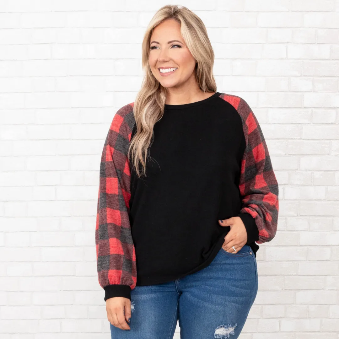 Magic In My Heart Top, Black-Red