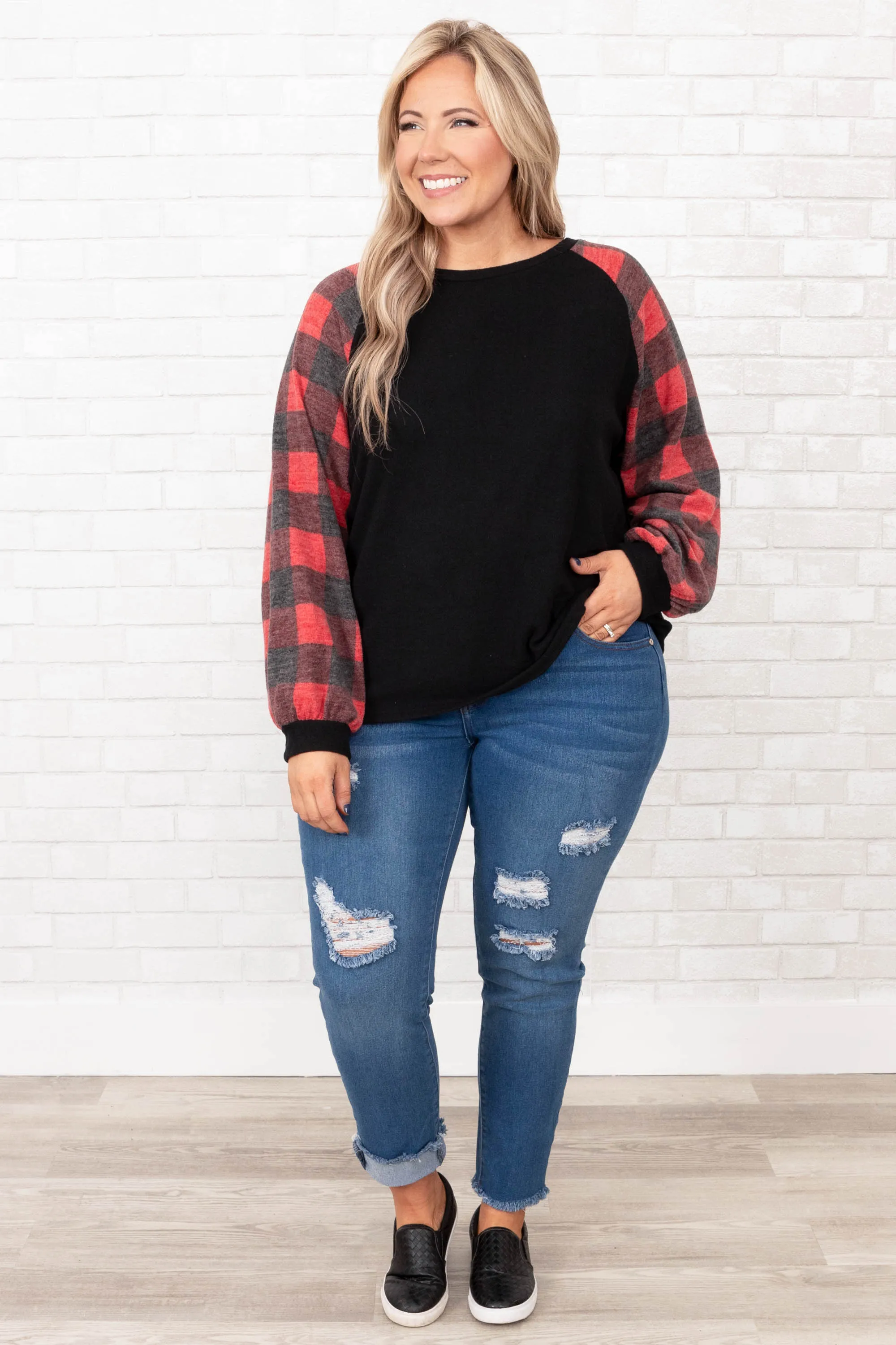 Magic In My Heart Top, Black-Red